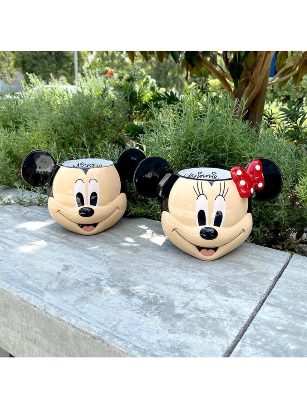 Disney Mickey Mouse & Friends Mickey & Minnie Mouse Bust Ceramic Planter Set